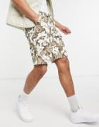 Asos Design Relaxed Shorts In Washed Camo With Ma1-green