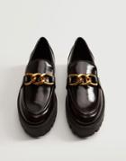 Mango Chunky Flat Loafers With Chain Detail In Black