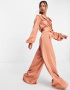 Asos Design Coordinating Wide Leg Pants With Pleat Front-pink