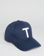 7x Baseball Cap With Letter T - Navy