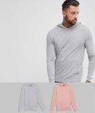 Asos Muscle Hoodie 2 Pack Gray Marl/pink Save - Multi