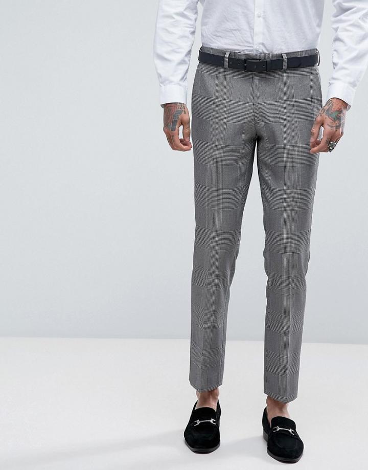 Rudie Super Skinny Gray Check Suit Pants - Gray