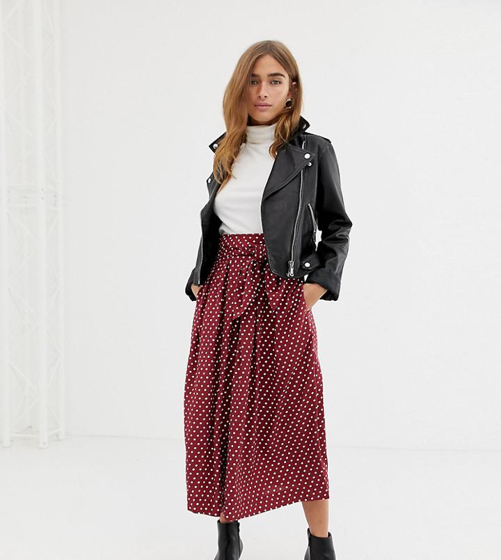 Asos Design Petite Culottes In Spot-red