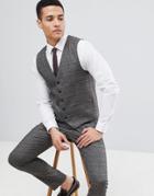Selected Homme Skinny Suit Vest In Check-brown