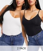 Asos Design Hourglass Ultimate Cami With V-neck In 2 Pack-multi
