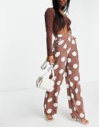 Outrageous Fortune Wide Leg Pants In Brown Dot