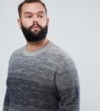 Jack & Jones Originals Plus Size Knitted Sweater With Mixed Yarn Fade-navy
