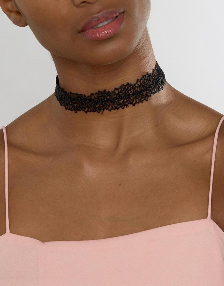 Ashiana Lace Collar And Tie Necklace - Black