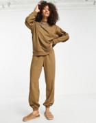Topshop Oversized 90s Sweatpants In Mink - Part Of A Set-brown