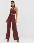 Prettylittlething Wide Leg Pants Two-piece In Black Floral - Multi