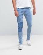 Asos Super Skinny Ankle Grazer Jeans With Shadow Patch And Hem Detail