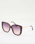 Quay Oversized Sunglasses In Pink Smoke-brown