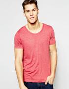 Asos T-shirt With Scoop Neck In Red Marl - Red Marl