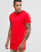 Asos Longline Muscle T-shirt In Red - High Risk Red