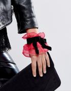 Asos Hot Pink Velvet Bow Cuffs - Pink