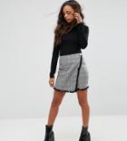 Missguided Petite Checked Frayed Edge Wrap Mini Skirt - Multi