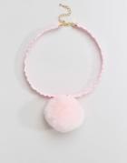 Limited Edition Pom Pom Choker Necklace - Pink