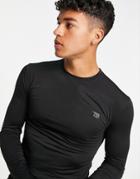 Threadbare Active Muscle Fit Long Sleeve Training Top In Black
