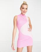 Peppermayo Knitted Contrast Mini Dress In Pink Multi