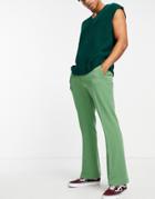 Asos Design Flared Smart Pants In Dusky Green