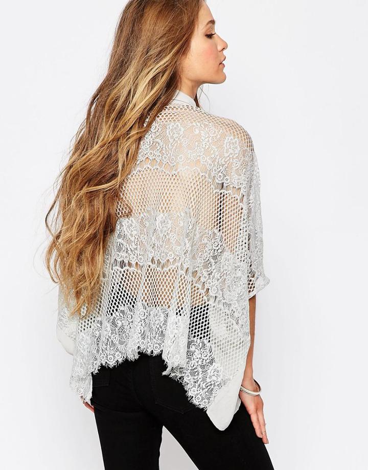 Japonica Lace Back Blouse - Gray