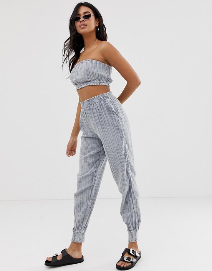 Asos Design Textured Beach Bandeau Crop Top Two-piece-gray