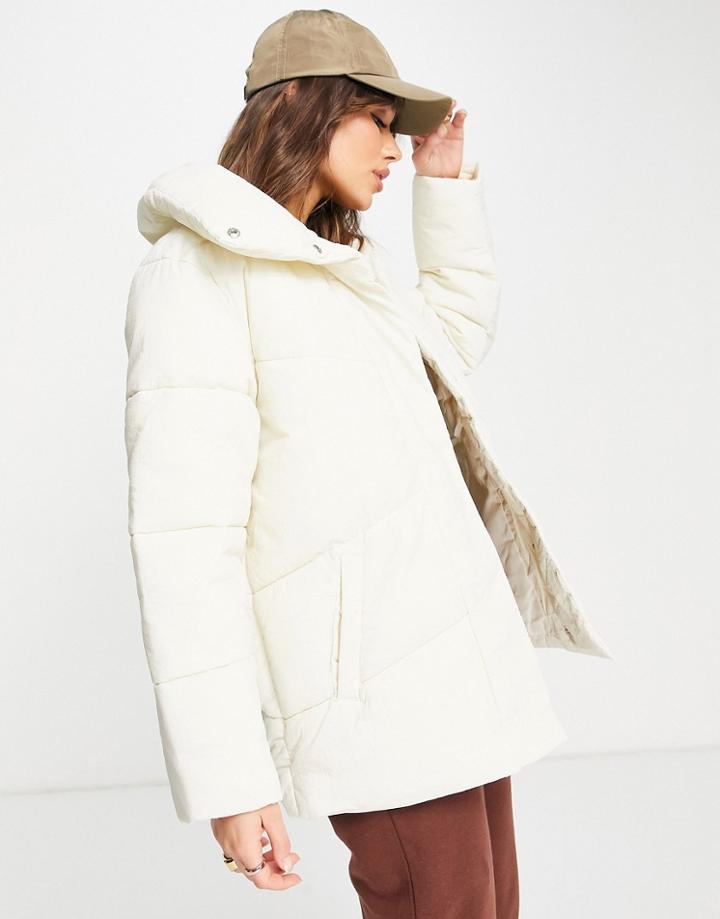 Vila Padded Coat In Cream-neutral
