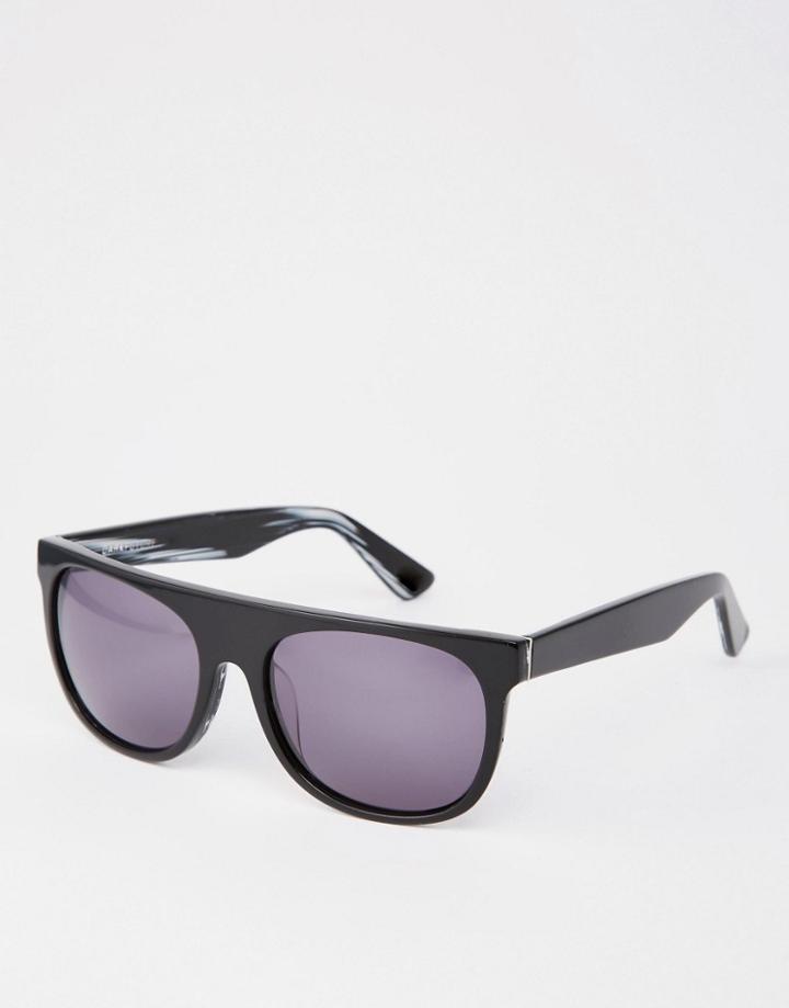 Dark Future Handmade Acetate Flatbrow Sunglasses In Black - Black