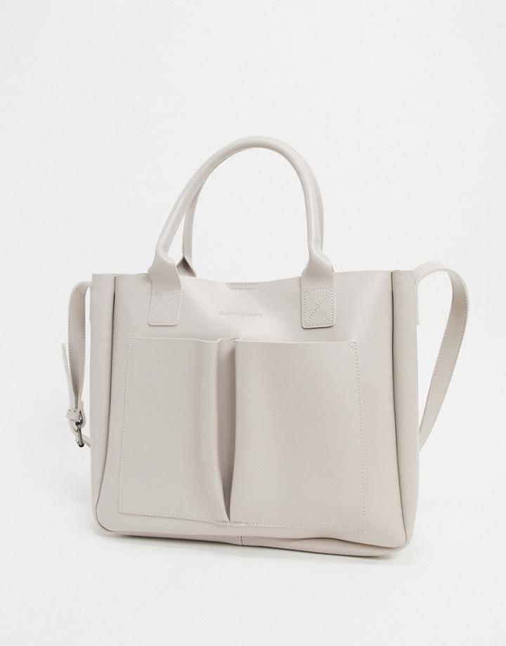 Claudia Canova Double Pocket Tote Bag In Natural Beige-neutral