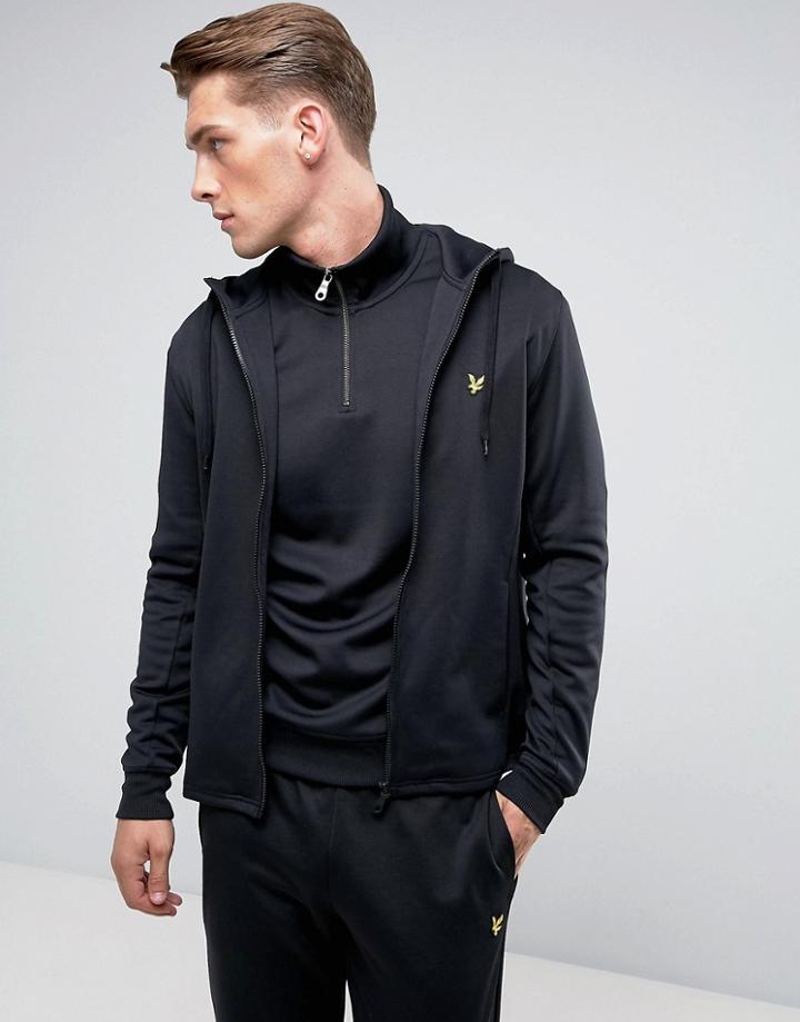 Lyle & Scott Hooded Tricot Sweatshirt Black - Black