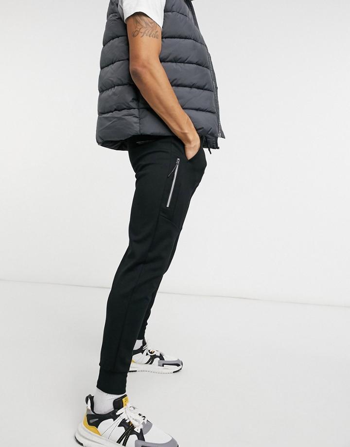 Pull & Bear Sweatpants In Black With Contrast Detail