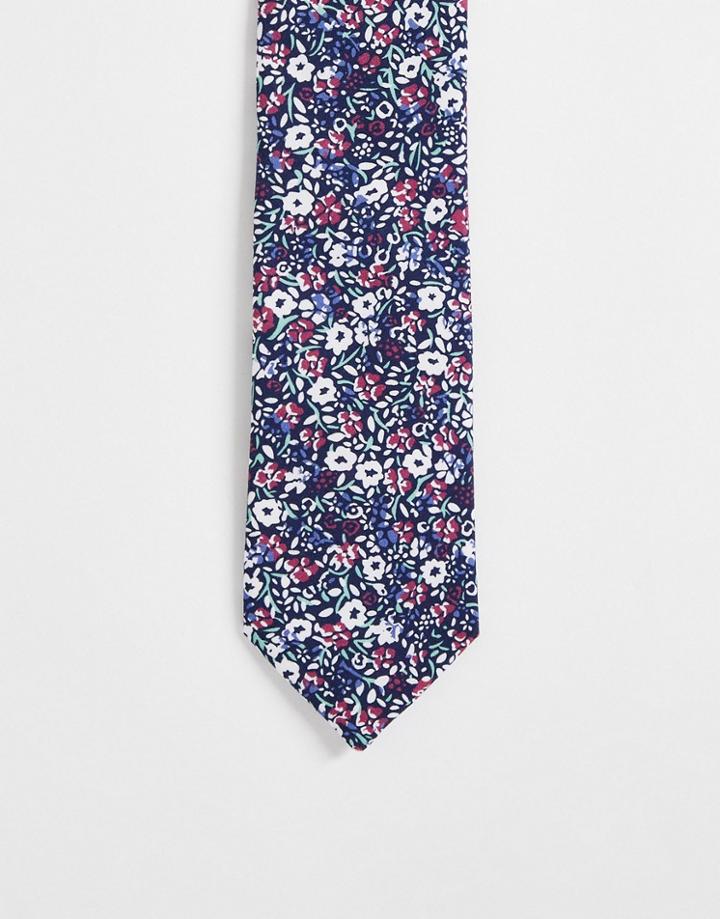 Gianni Feraud Ditsy Floral Tie-navy