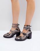 Asos Oh Gosh! Multi Buckle Heeled Shoes - Silver