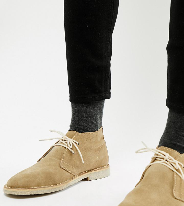 Asos Design Desert Boots In Stone Suede - Stone