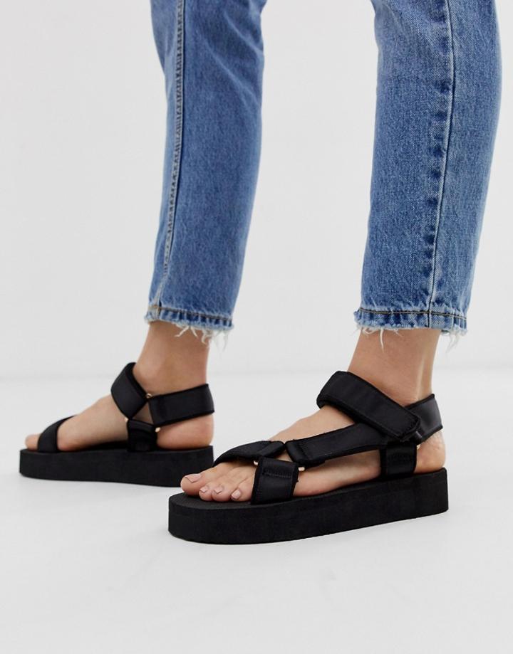 Asos Design Frontline Sporty Sandals In Black