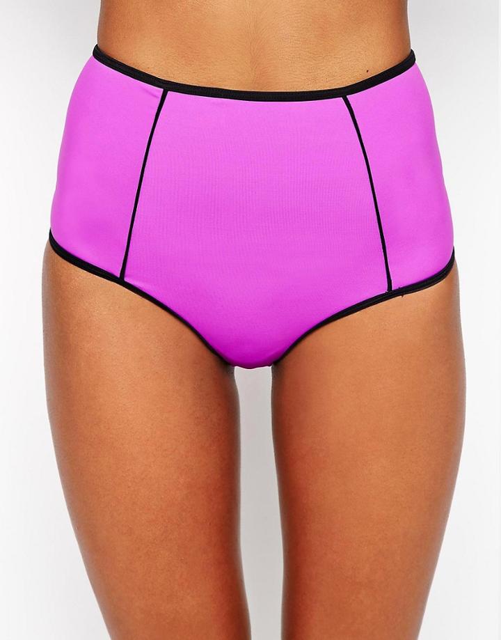 Asos Mix And Match Contrast High Waist Bikini Bottom - Multi
