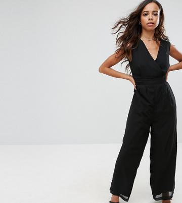 Yumi Petite Wide Leg Jumpsuit - Black