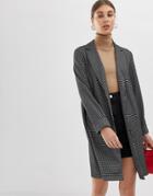 Pieces Check Lightweight Spring Coat - Black