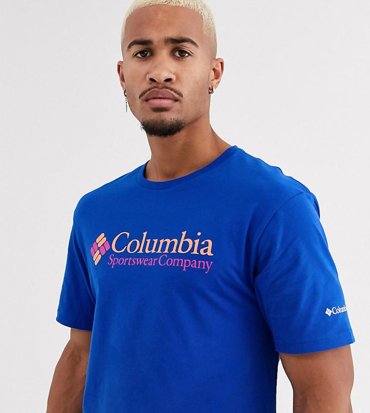 Columbia North Cascades T-shirt In Blue With Front Logo Exclusive At Asos