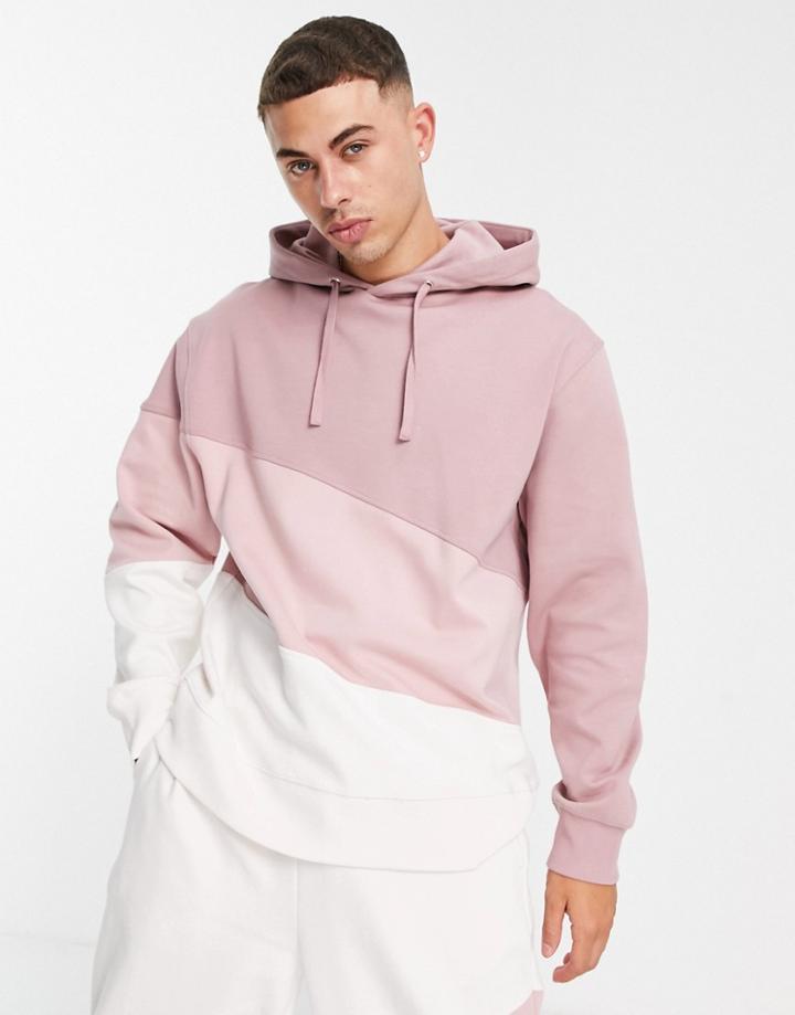 Topman Oversized Color Block Hoodie In Pink - Part Of A Set