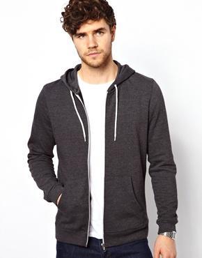 Asos Zip Up Hoodie - Charcoal Marl