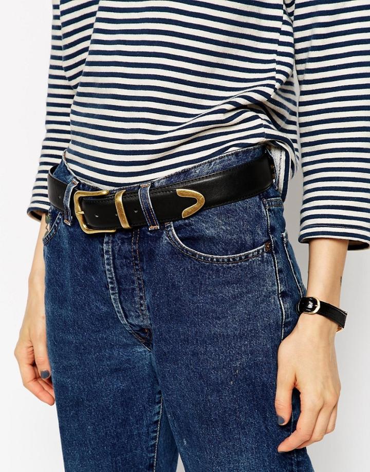 Asos Tipped Jeans Belt In Water Based Pu - Black