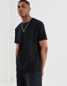 Asos Design Organic Heavyweight Relaxed Fit T-shirt With Crew Neck And Raw Edges In Black - Black