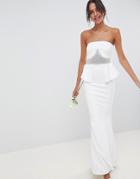 City Goddess Wedding Peplum Maxi Dress With Embellished Detail - White