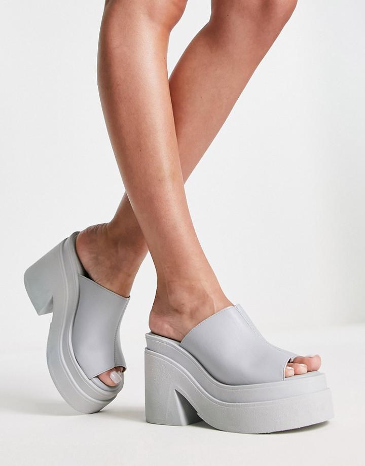 Kaltur Chunky Mule Sandals In Blue Drench Pu - Lblue
