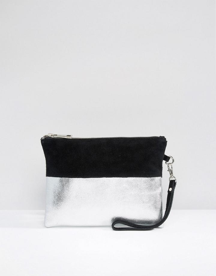 Oasis Leather And Suede Mix Clutch Bag - Multi