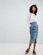 One Teaspoon Mid Length Denim Skirt - Blue