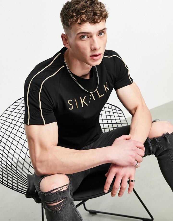 Siksilk Astro Raglan T-shirt In Black
