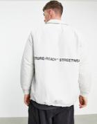 Bershka Coach Jacket With Back Print Logo In Ecru-neutral