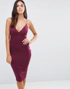 Ax Paris Deep V Front Midi Dress - Purple
